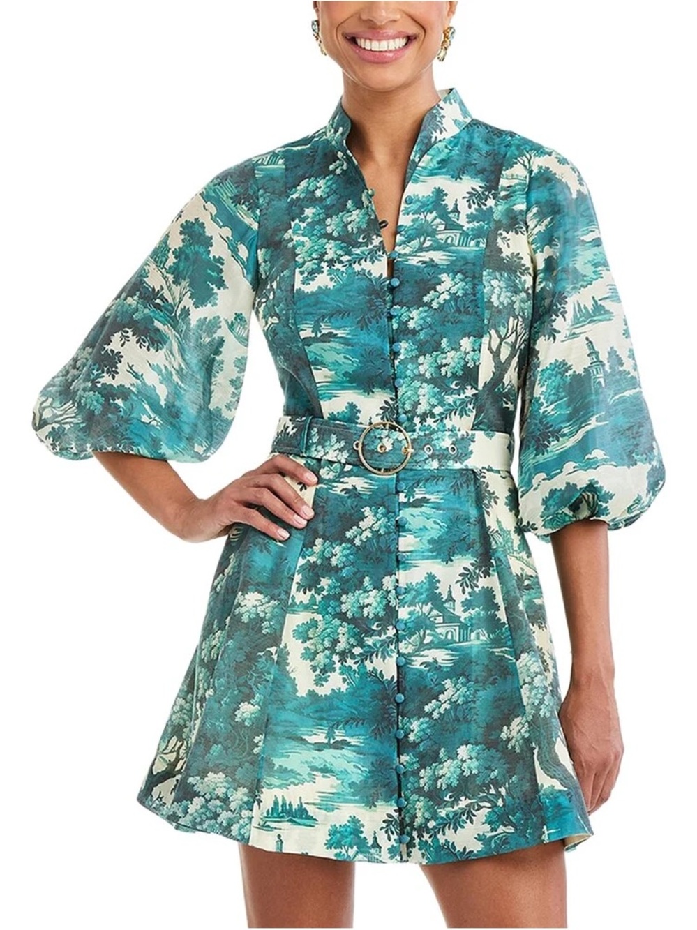Mestiza Valencia mini dress in ceramic toile